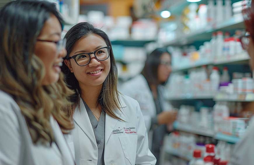 mujeres farmacéuticas en una farmacia